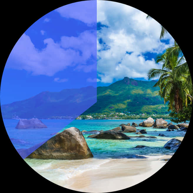 熱帶海灘與山景 壁紙