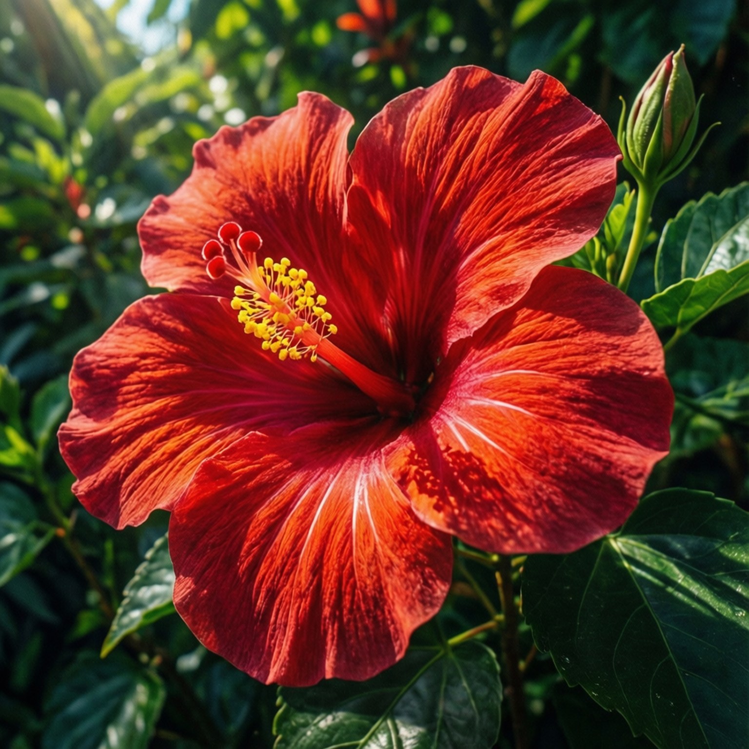 熱帶紅色扶桑花 壁紙