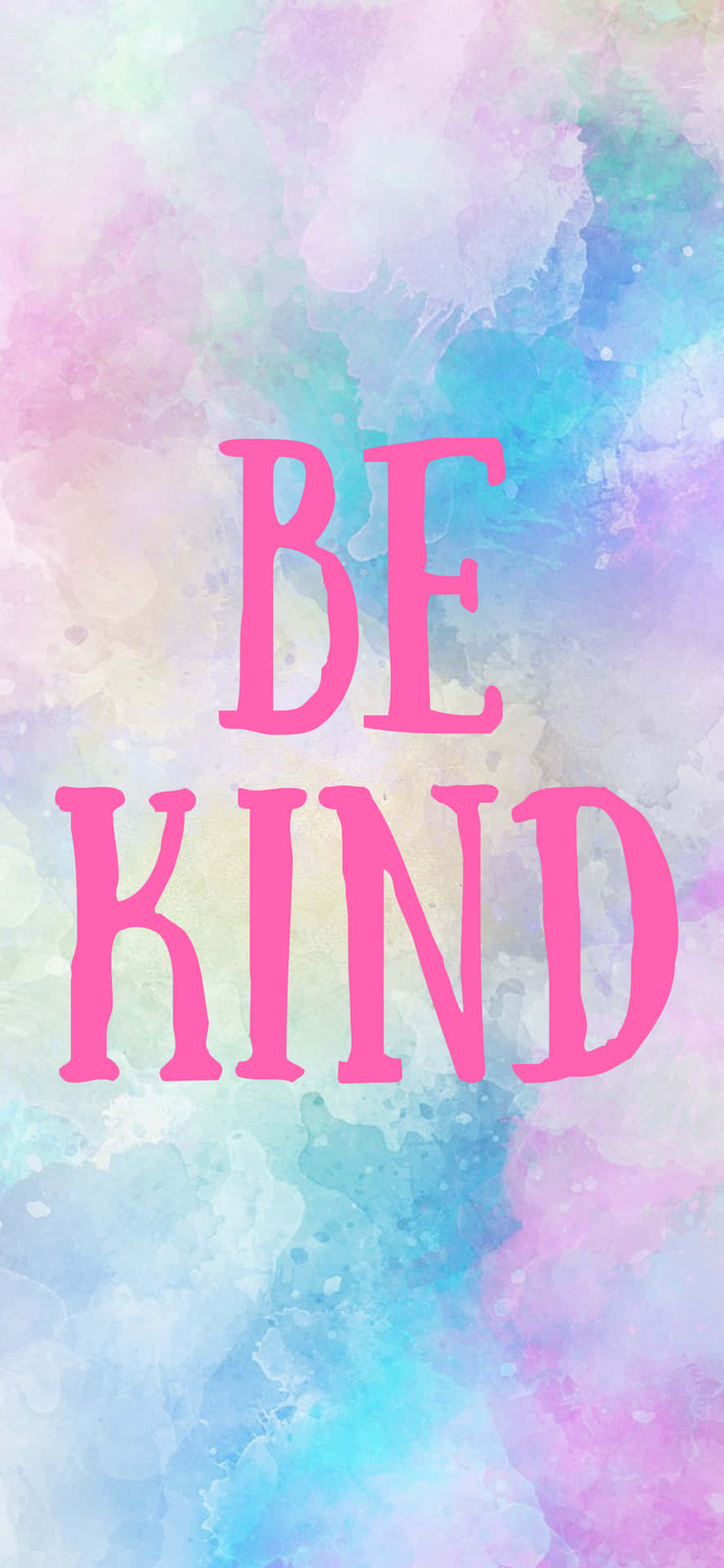 粉彩水彩背景上寫有「be kind」的粉紅色文字。