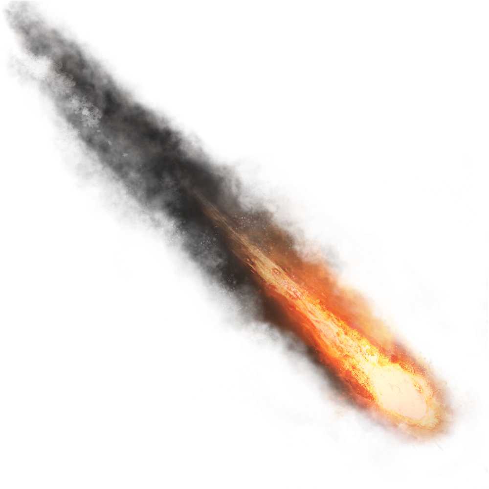 熾熱彗星藝術 壁紙 — 一顆熾熱的流星劃過黑色太空，留下發光的橙色和黃色軌跡。