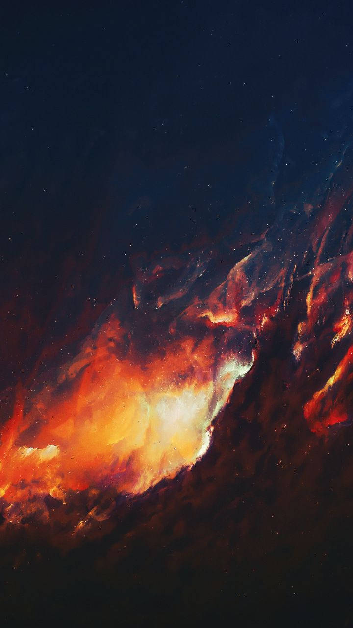 雲 桌布 壁紙 — 熾熱星雲在繁星宇宙背景下散發橙紅色光芒。