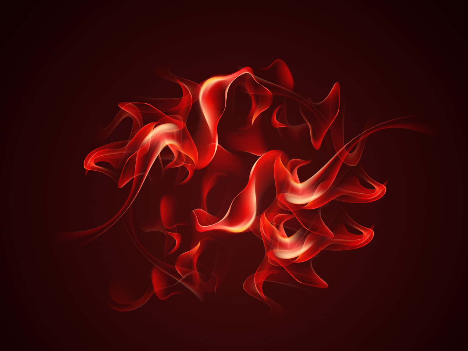 熾熱的激情 壁紙 — 鮮豔的紅色發光煙霧在深栗色背景上動態旋轉，營造出抽象的火焰運動。