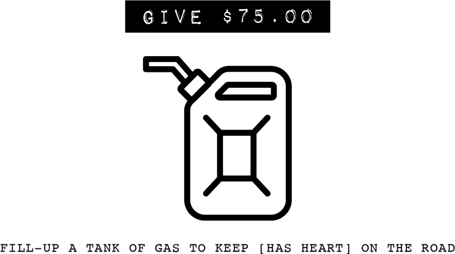 燃料捐贈圖示 壁紙 — 黑色背景，白色像素文字在上方中央顯示 give $75.00。