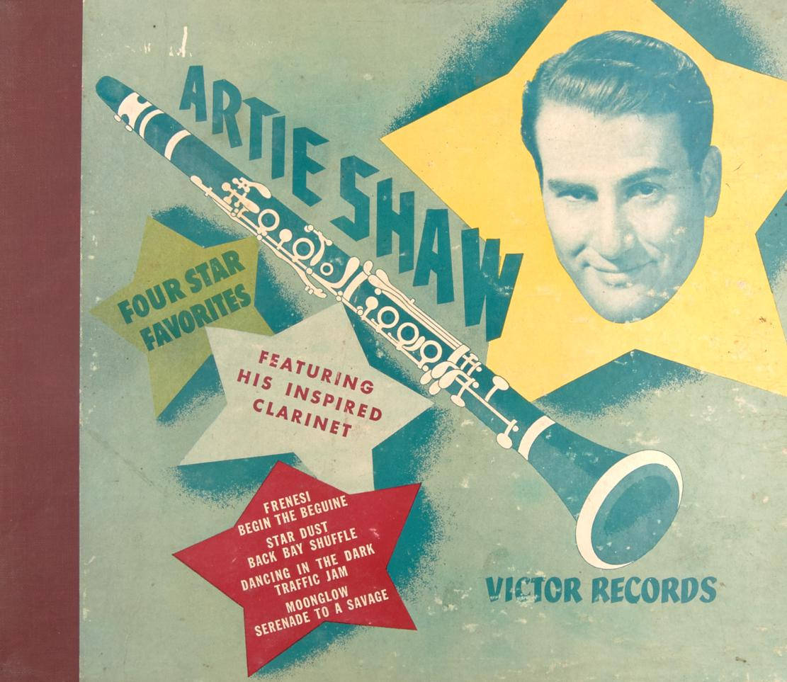 Artie Shaw 爵士專輯封面，帶有單簧管和星形歌曲標題。
