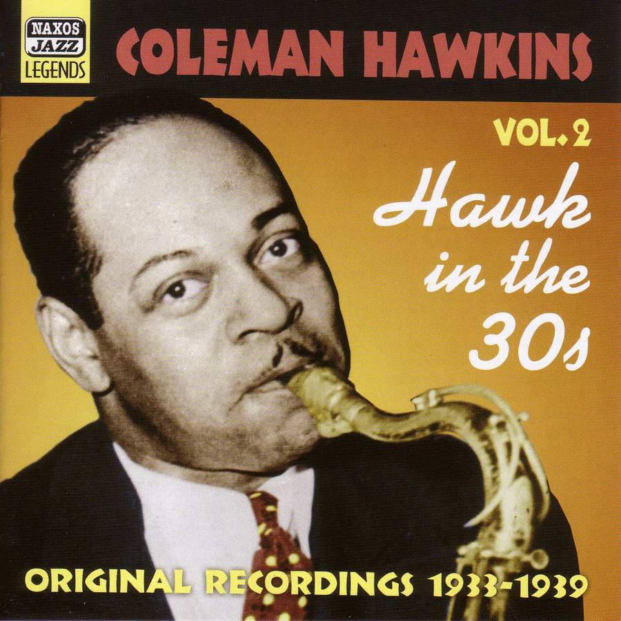 爵士樂巨匠柯爾曼·霍金斯 壁紙 — 一張復古爵士專輯封面，Coleman Hawkins 在溫暖的黃色背景上吹奏薩克斯風，搭配粗體字型。