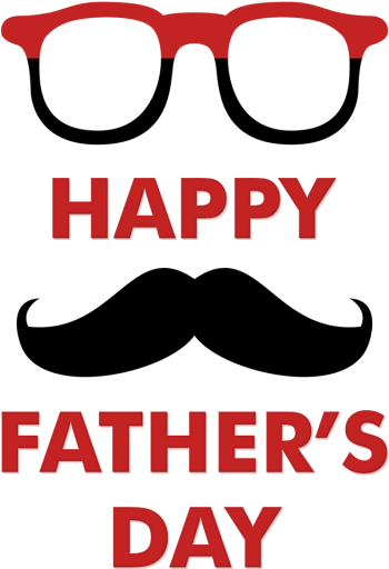 父親節慶祝眼鏡鬍鬚 壁紙 — 粗體紅色文字寫著「HAPPY FATHER'S DAY」，背景為純黑色，上方有一個紅色拱形。