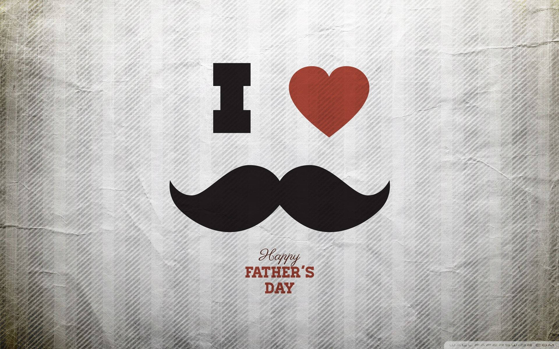 Happy Father's Day 圖形，帶有鬍鬚、心形和紋理紙上的文字