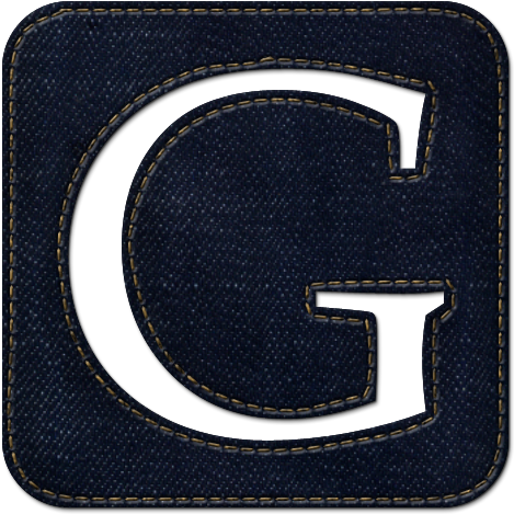 牛仔布質感字母 G 圖標 壁紙 — 一個大膽的牛仔布紋理字母G，在深藍色布料背景上以對比鮮明的黃色縫線勾勒。
