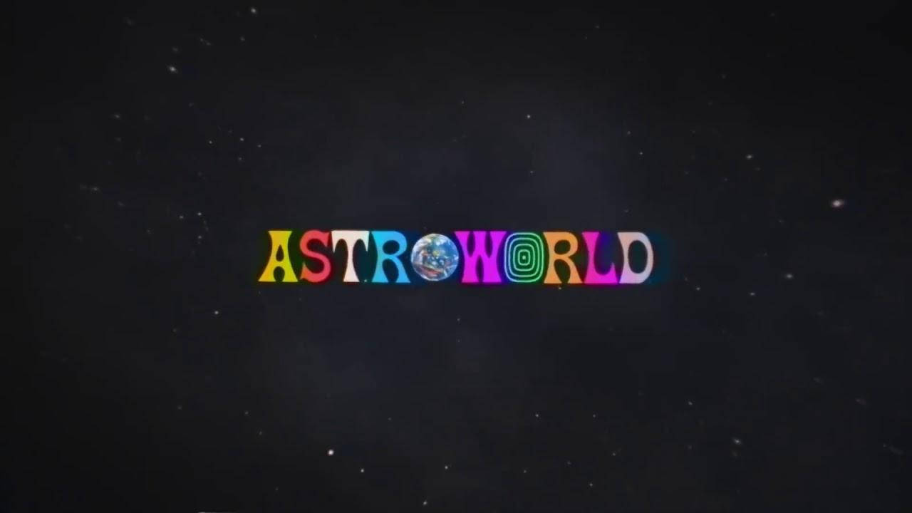 色彩繽紛的「ASTROWORLD」標誌，O字內有地球，以星空夜空為背景。