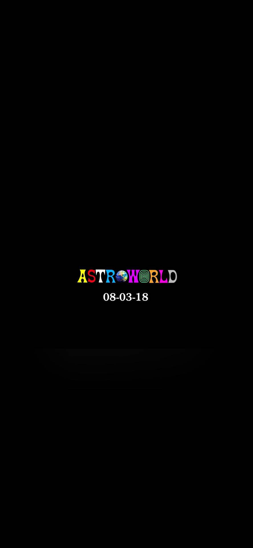 黑色背景上帶有日期的彩色AstroWorld標誌