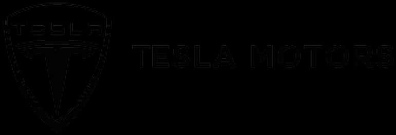 特斯拉標誌與文字 黑底 壁紙 — 黑色Tesla Motors標誌，帶有盾牌徽章和文字，背景為深色。