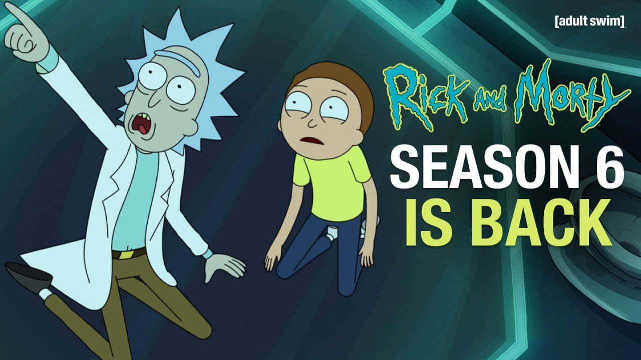 Rick and Morty 角色在未來實驗室中，帶有第6季公告文字。