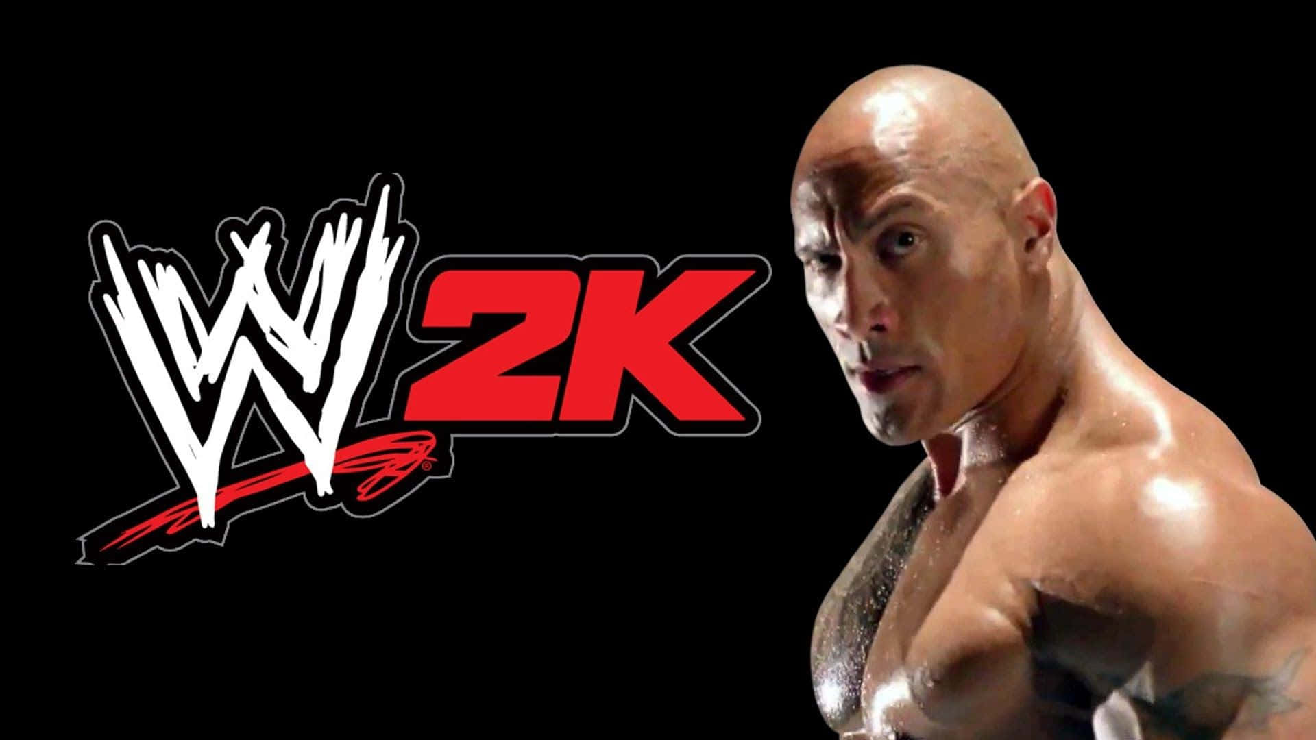 狄維·莊遜 桌布 壁紙 — 狄維·莊遜在黑色背景的WWE 2K標誌旁邊凝視著。