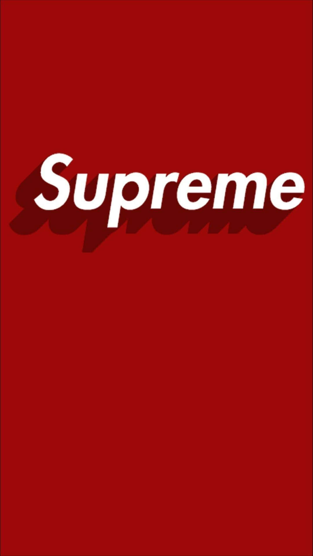 紅色背景上帶有陰影的白色 Supreme 標誌。