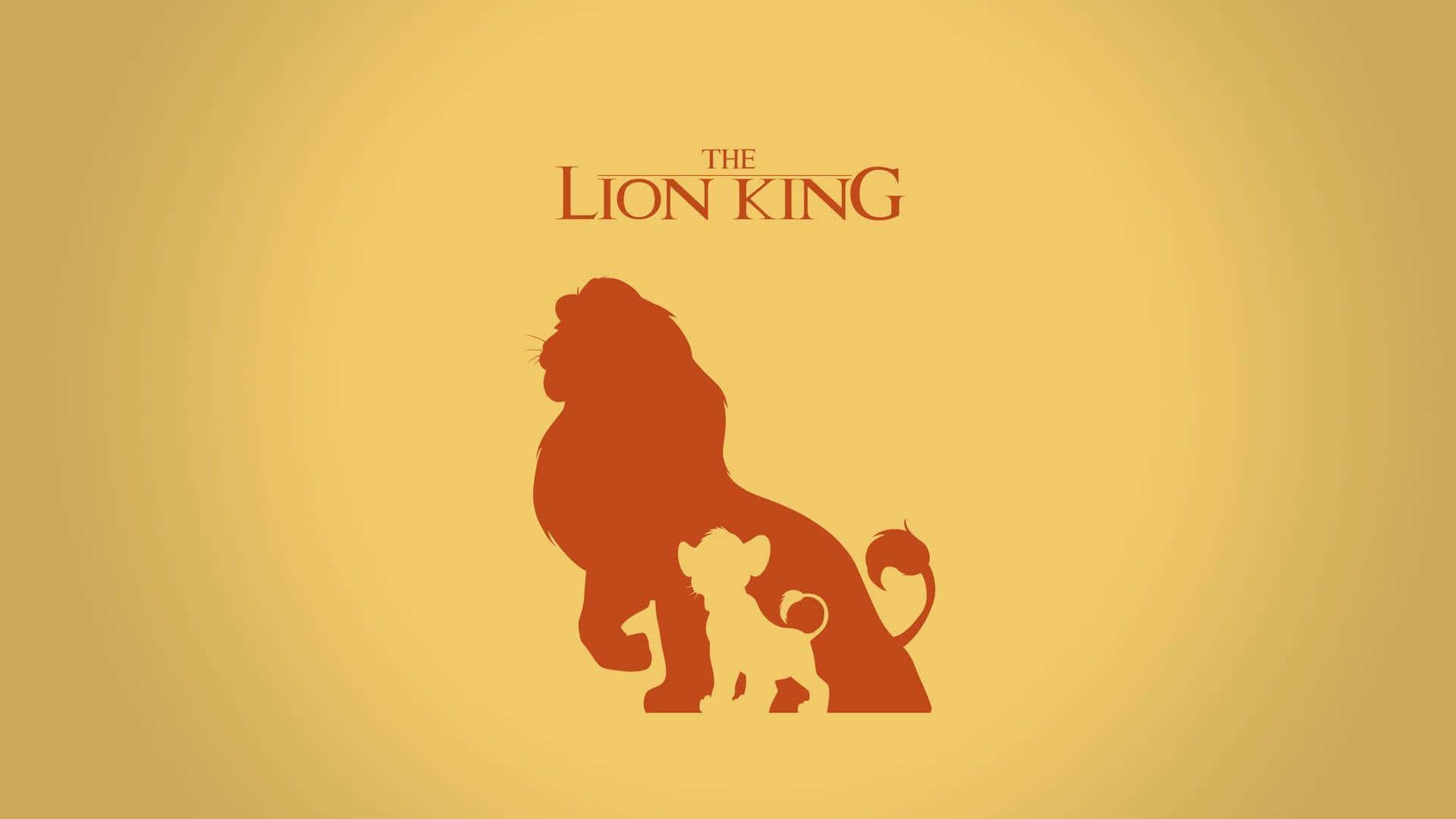 獅子和幼獅的剪影，帶有「The Lion King」標題，金色背景。
