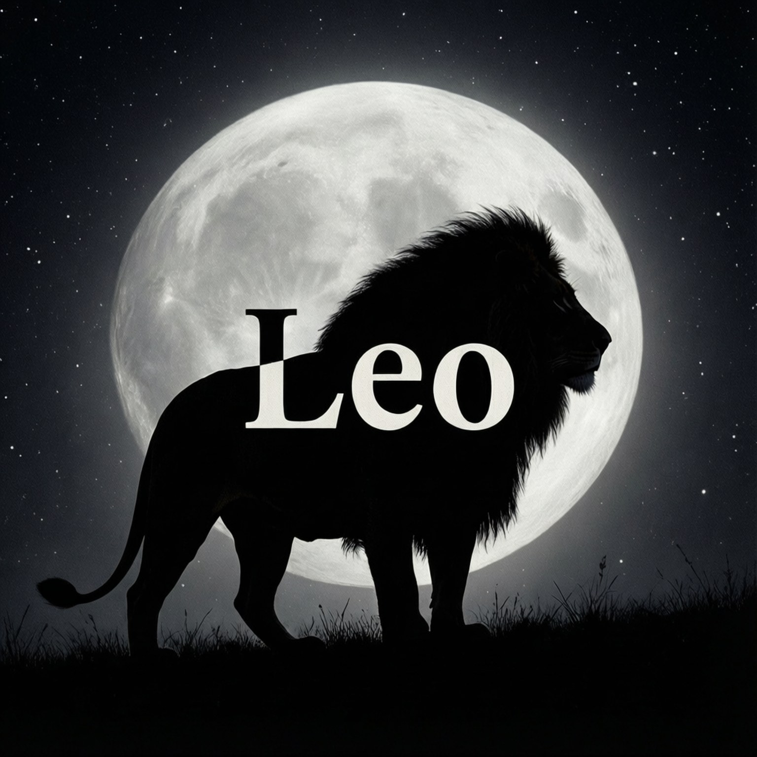 獅子剪影襯著滿月和星空，帶有「Leo」字樣。