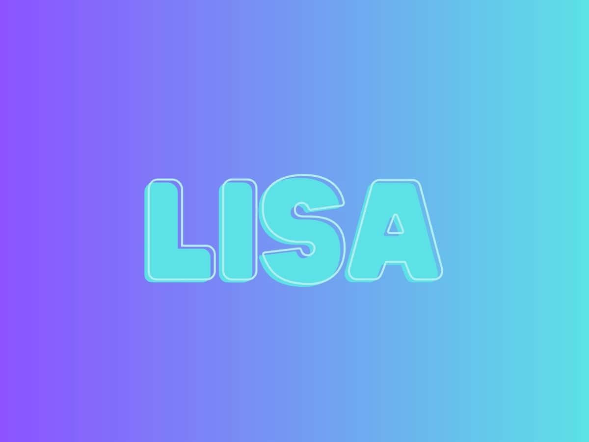 獨特名字 壁紙 — 名字 LISA 以粗體青綠色字體在紫色到青色的平滑漸變背景上發光。