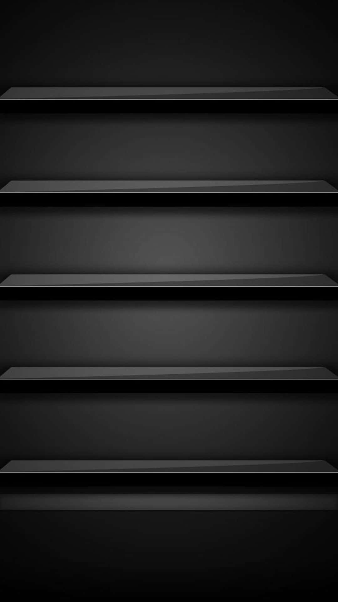 獨特時尚的 iPhone 首頁 壁紙 — 極簡黑色層架逐漸隱沒於陰影中，營造出時尚現代的抽象構圖。