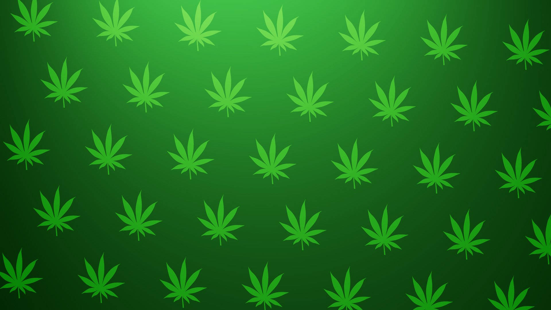 漸變綠色背景上的綠色大麻葉圖案。