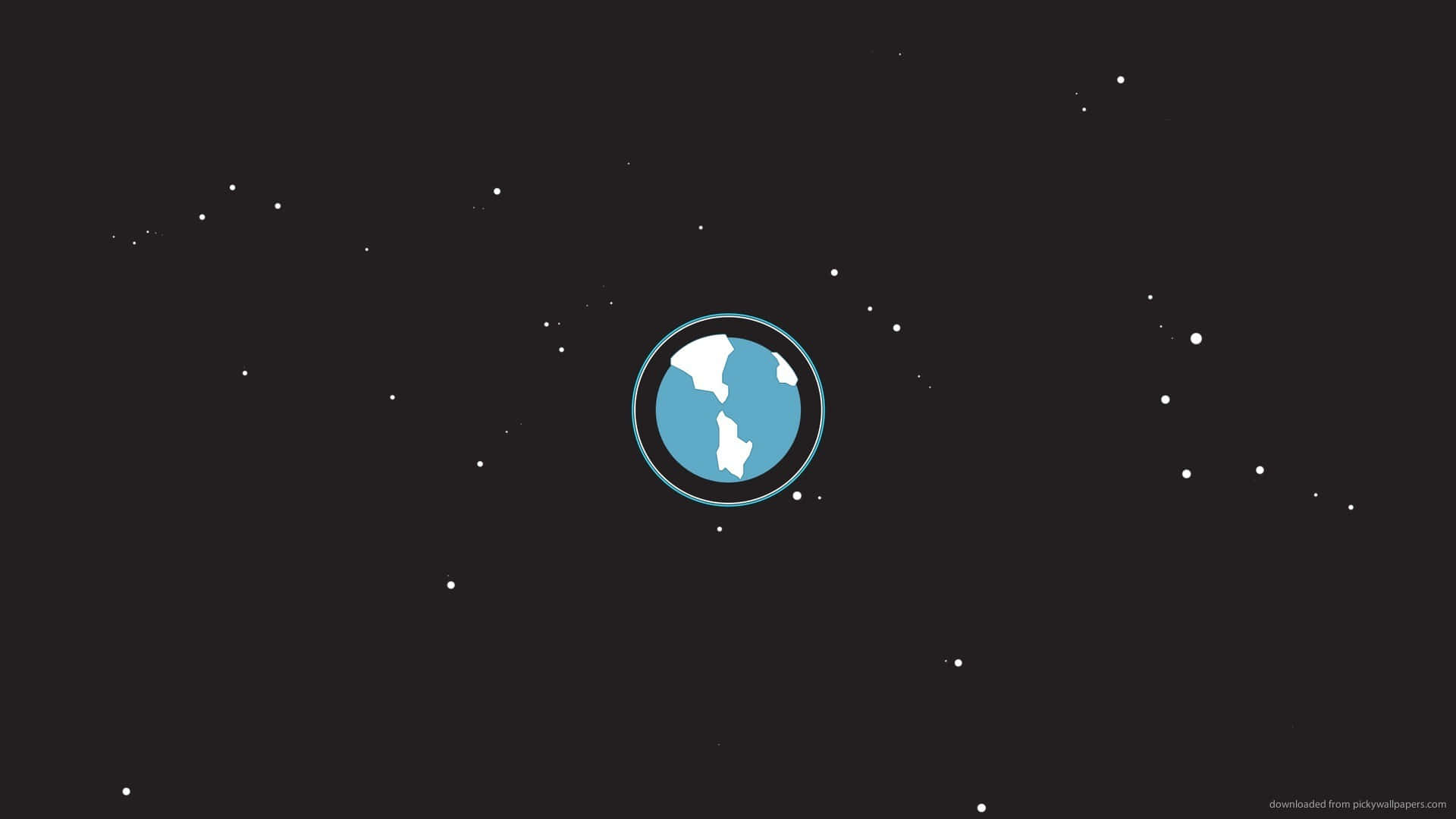 一個藍色地球圖示漂浮在黑暗星空背景上。