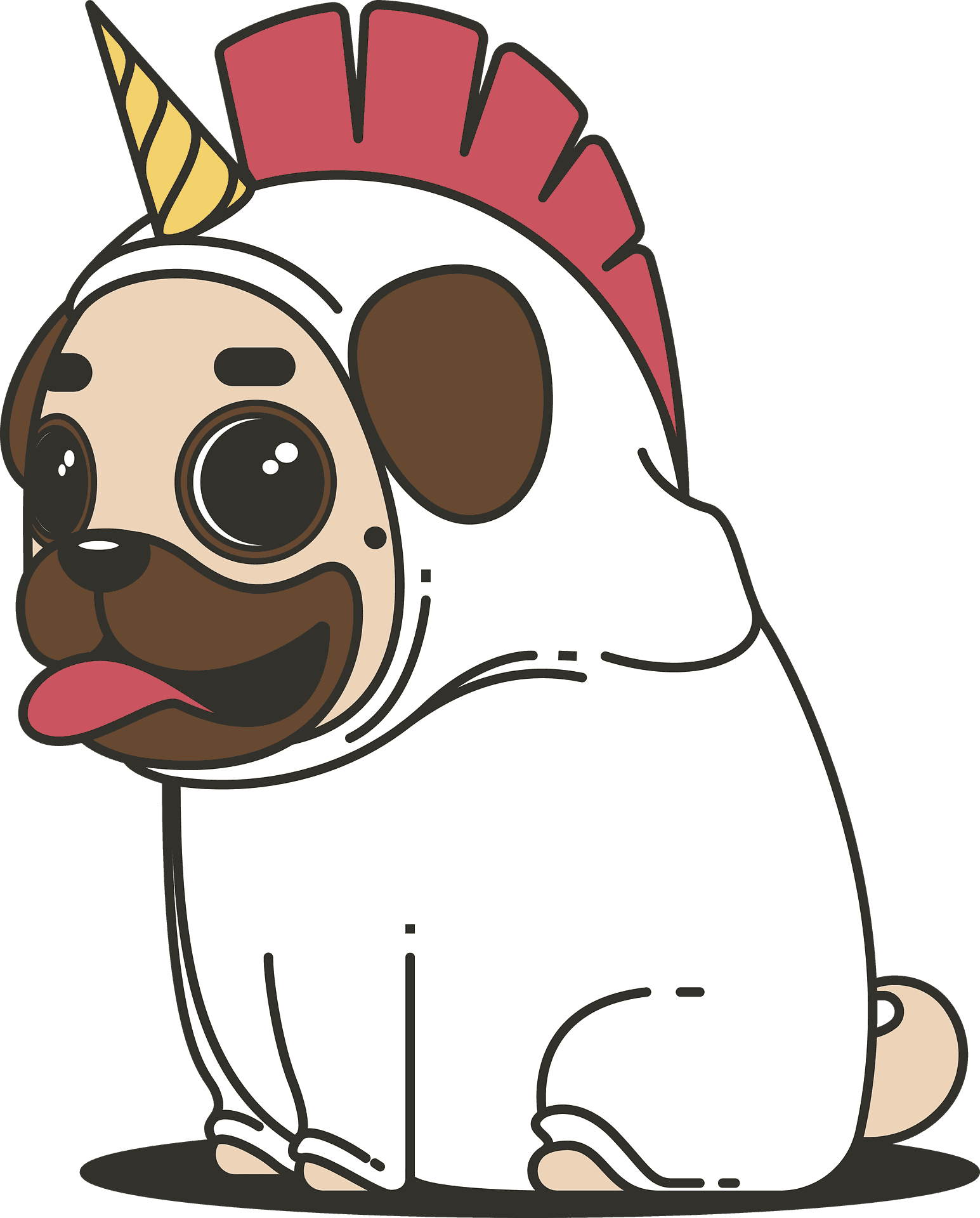 獨角獸八哥犬卡通 壁紙