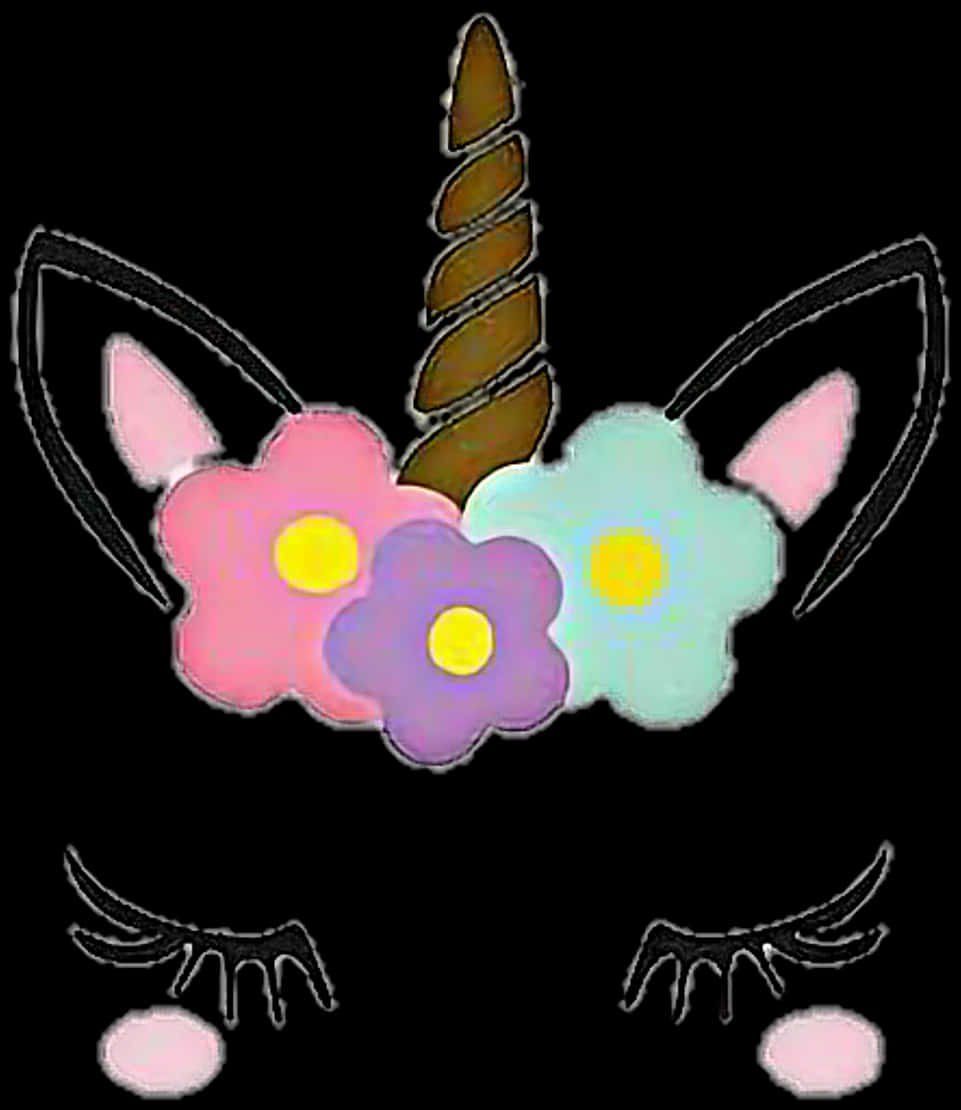 獨角獸花卉夢幻插畫 壁紙