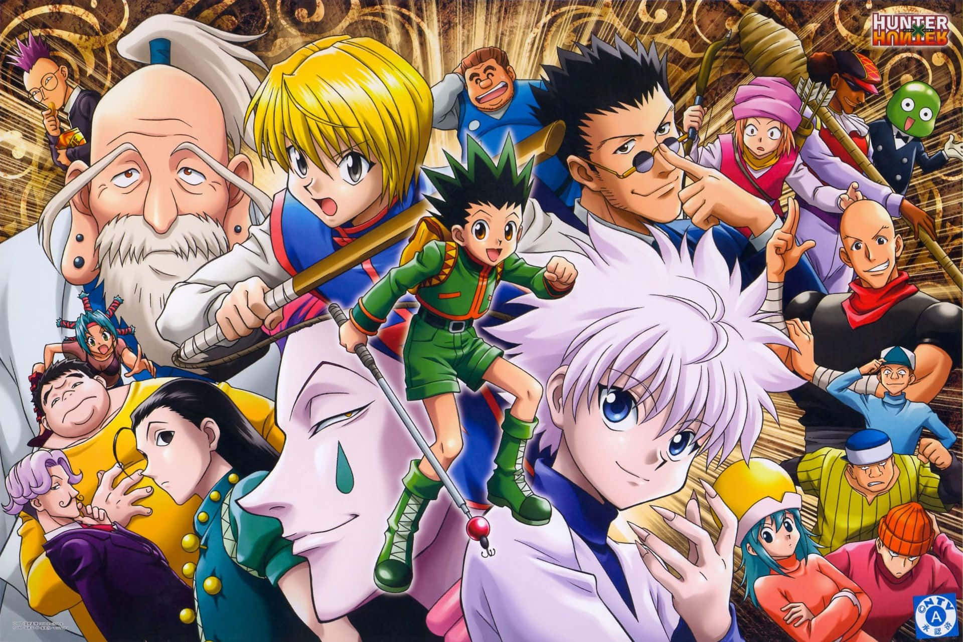 《Hunter x Hunter》動漫角色以色彩繽紛的動作姿勢呈現。