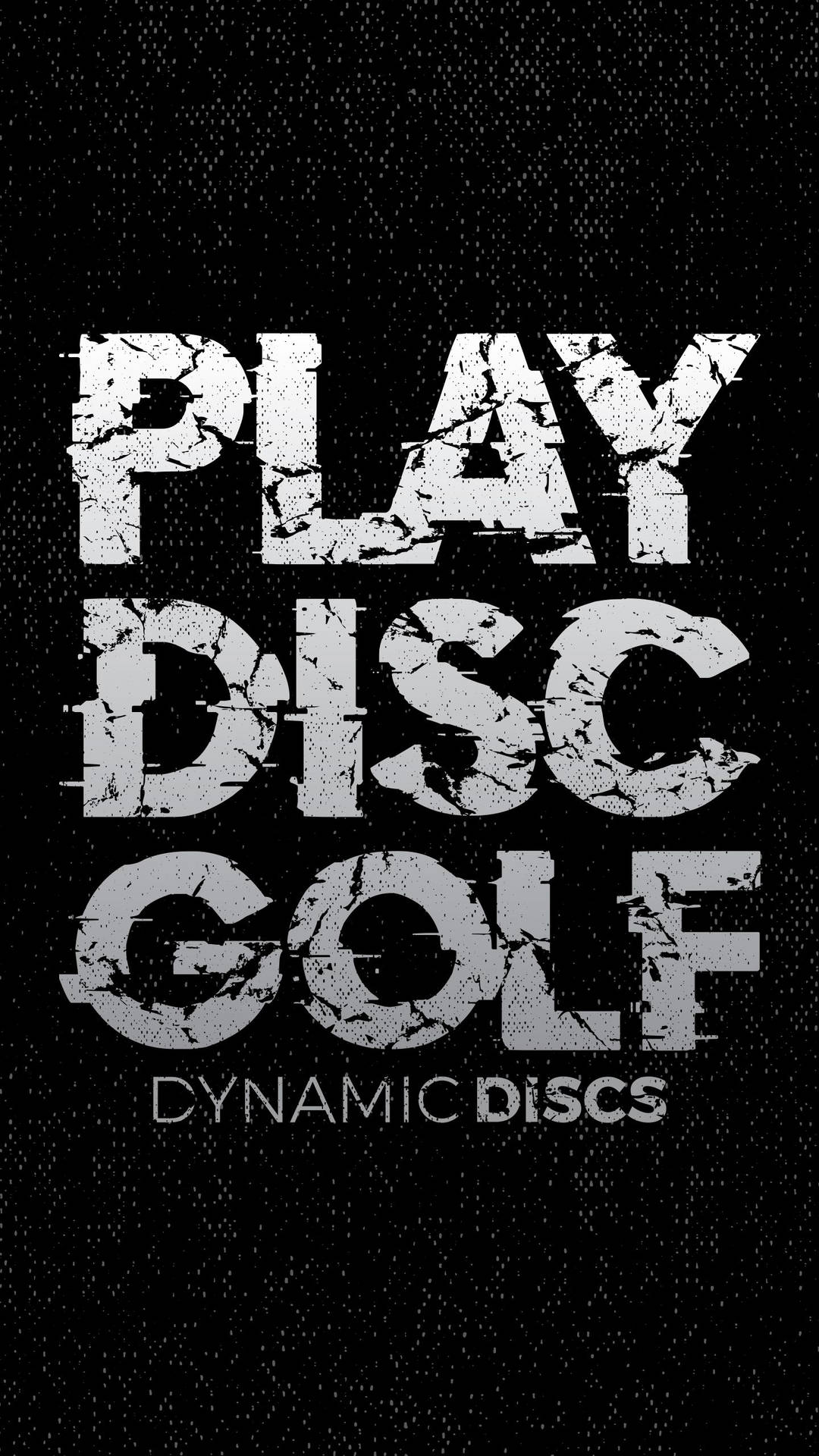 黑色背景上帶有破裂字母的 play disc golf 文字圖形
