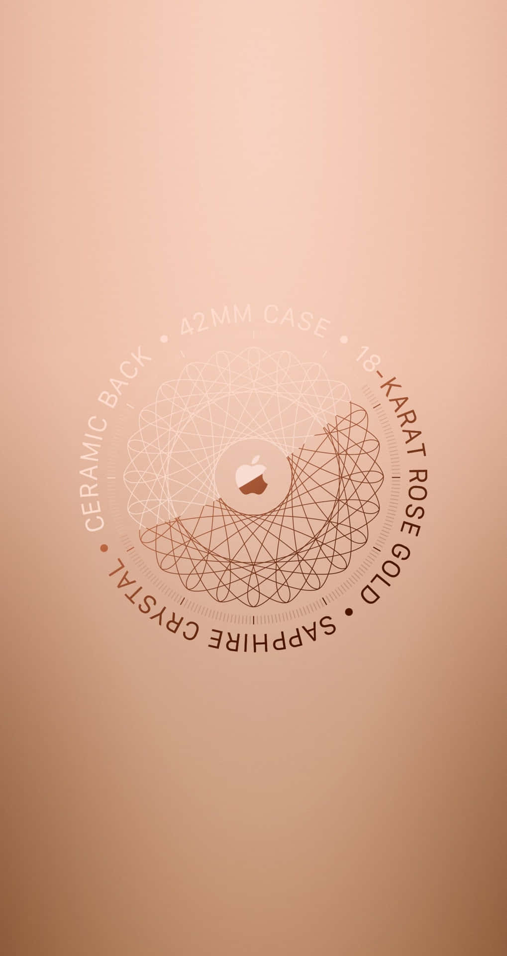 柔和背景上極簡幾何設計的玫瑰金色 iPhone 規格。