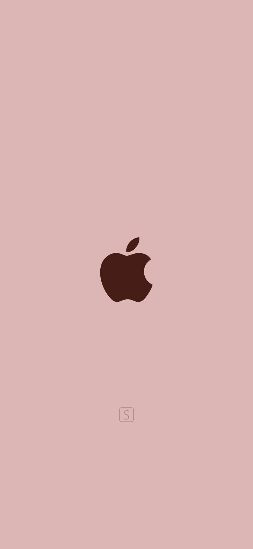 深棕色Apple標誌在粉紅色背景上，附有小水印。