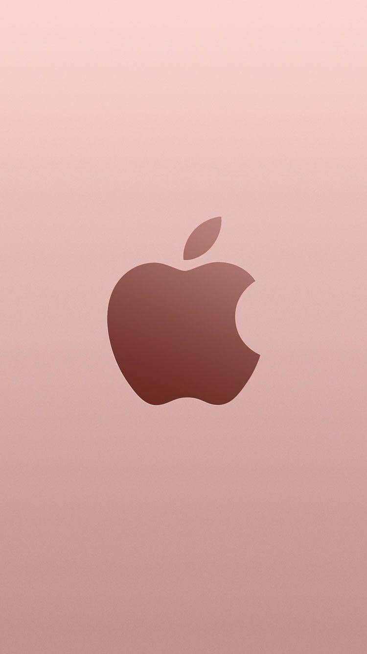 玫瑰金蘋果標誌 iPhone SE 壁紙 — 一個極簡玫瑰金色Apple標誌，居中置於柔和漸變背景上。