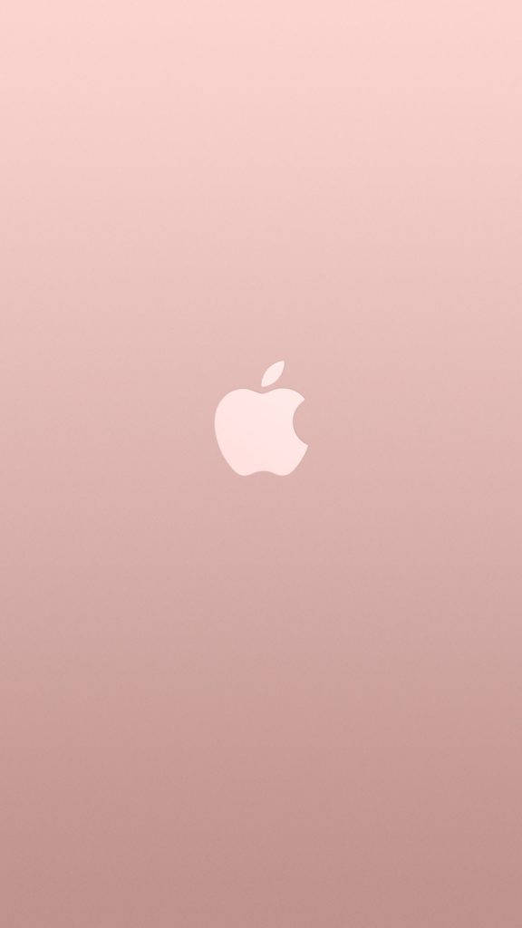 玫瑰金蘋果標誌舊款 iPhone 壁紙 — 極簡玫瑰金色牆紙，中央有白色Apple標誌，背景為柔和漸變色。