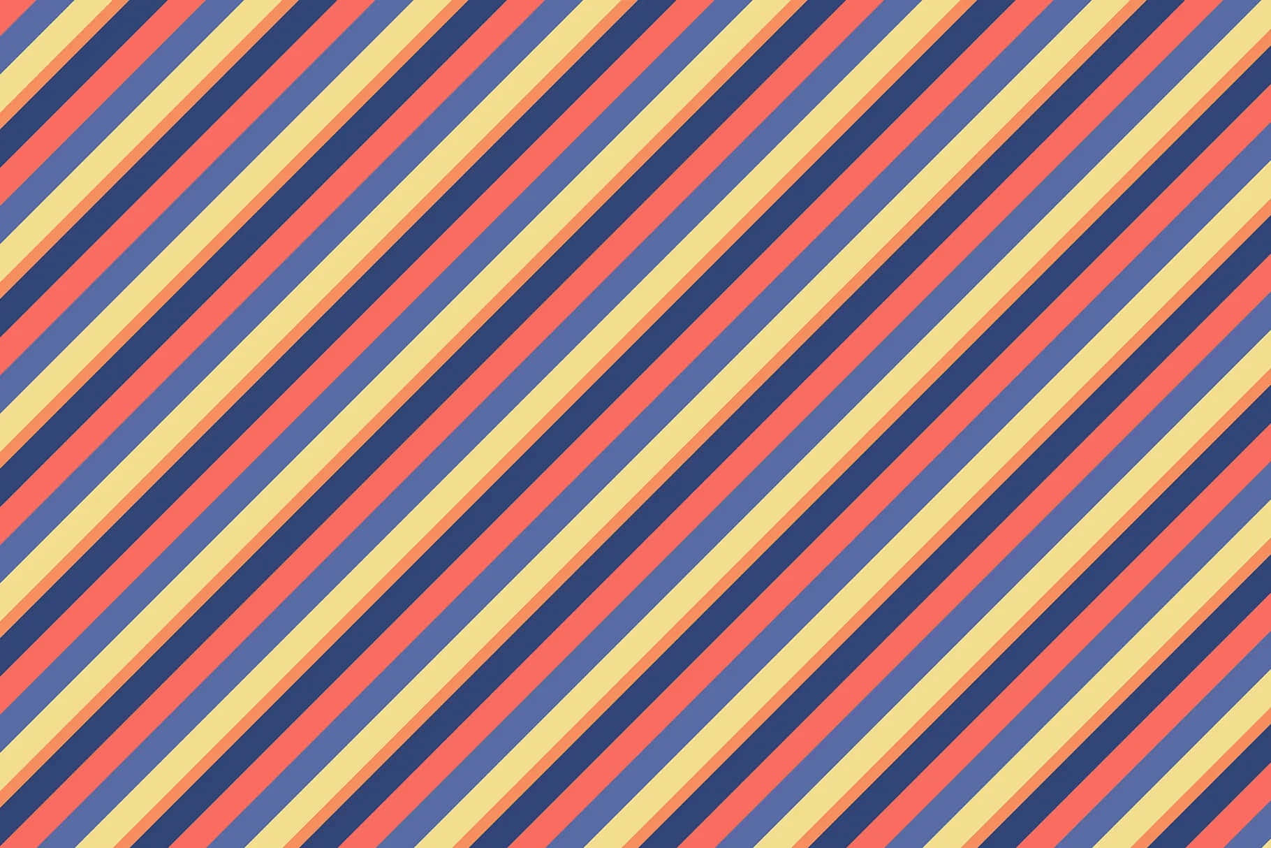 Stripes 桌布 壁紙 — 珊瑚色、黃色、海軍藍和橙色的鮮豔對角條紋，創造出大膽動感的幾何圖案。