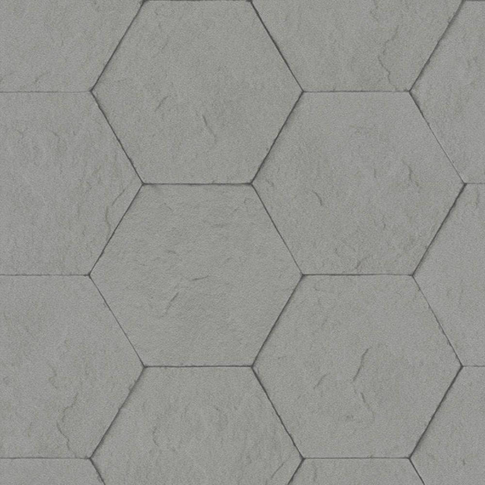 灰色六角形石磚圖案，帶有自然紋理。