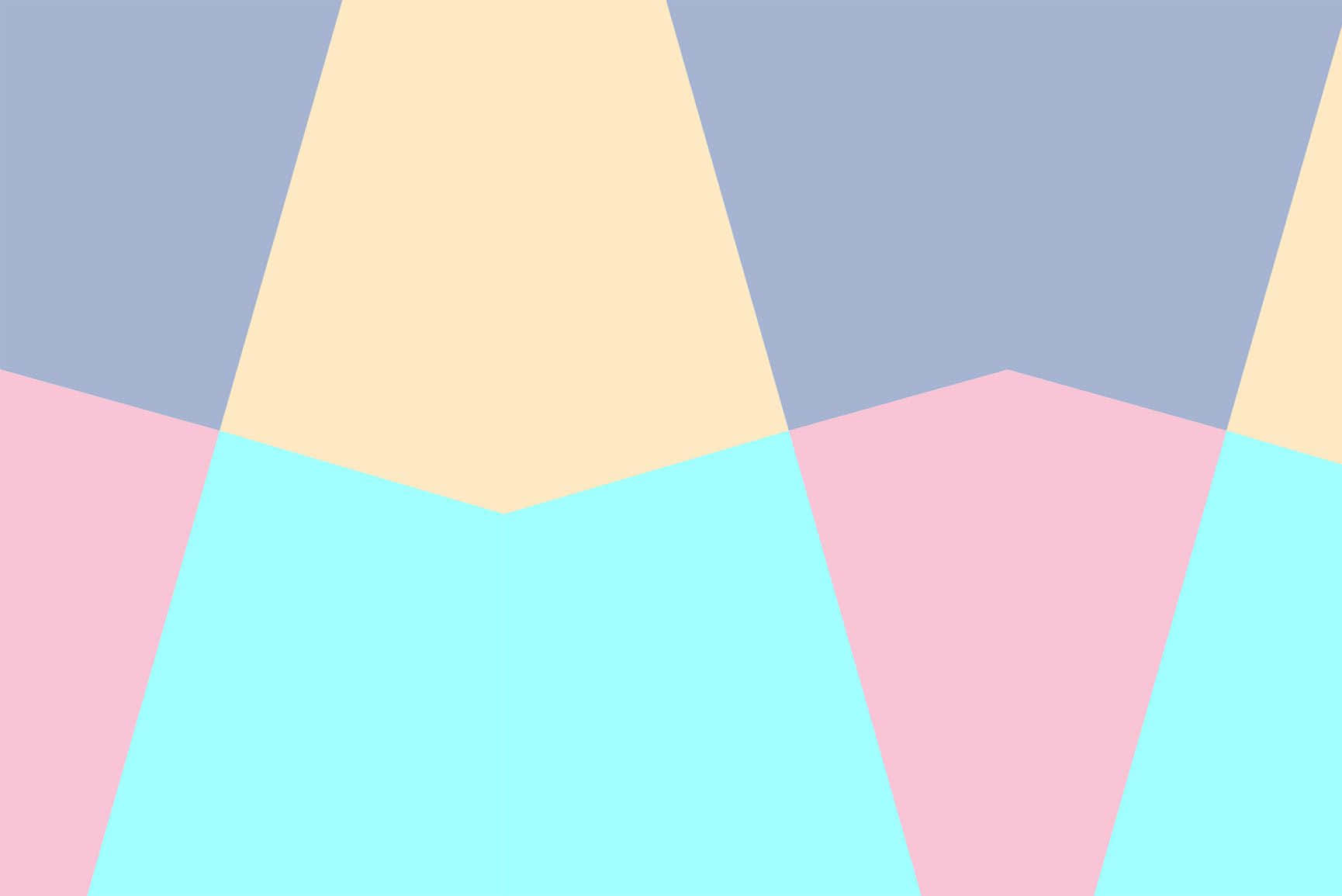 Pastel Cute 桌布 壁紙 — 現代幾何圖案牆紙，以藍色、粉紅色和黃色的柔和粉彩三角形營造平靜的抽象圖案。