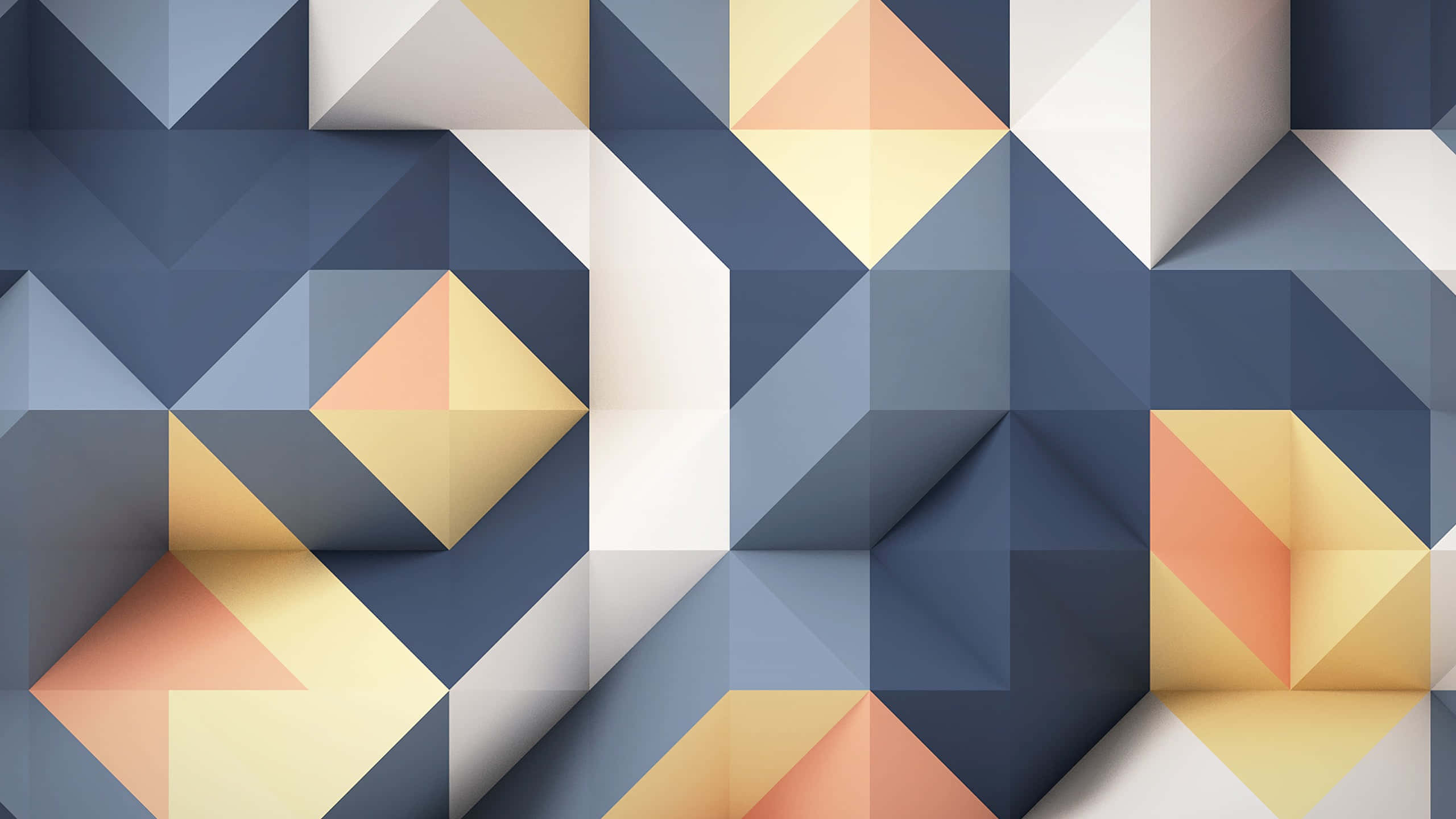 3d Abstract 桌布 壁紙 — 現代抽象壁紙，以海軍藍、米色和桃色色調的幾何形狀營造出3D低多邊形效果。