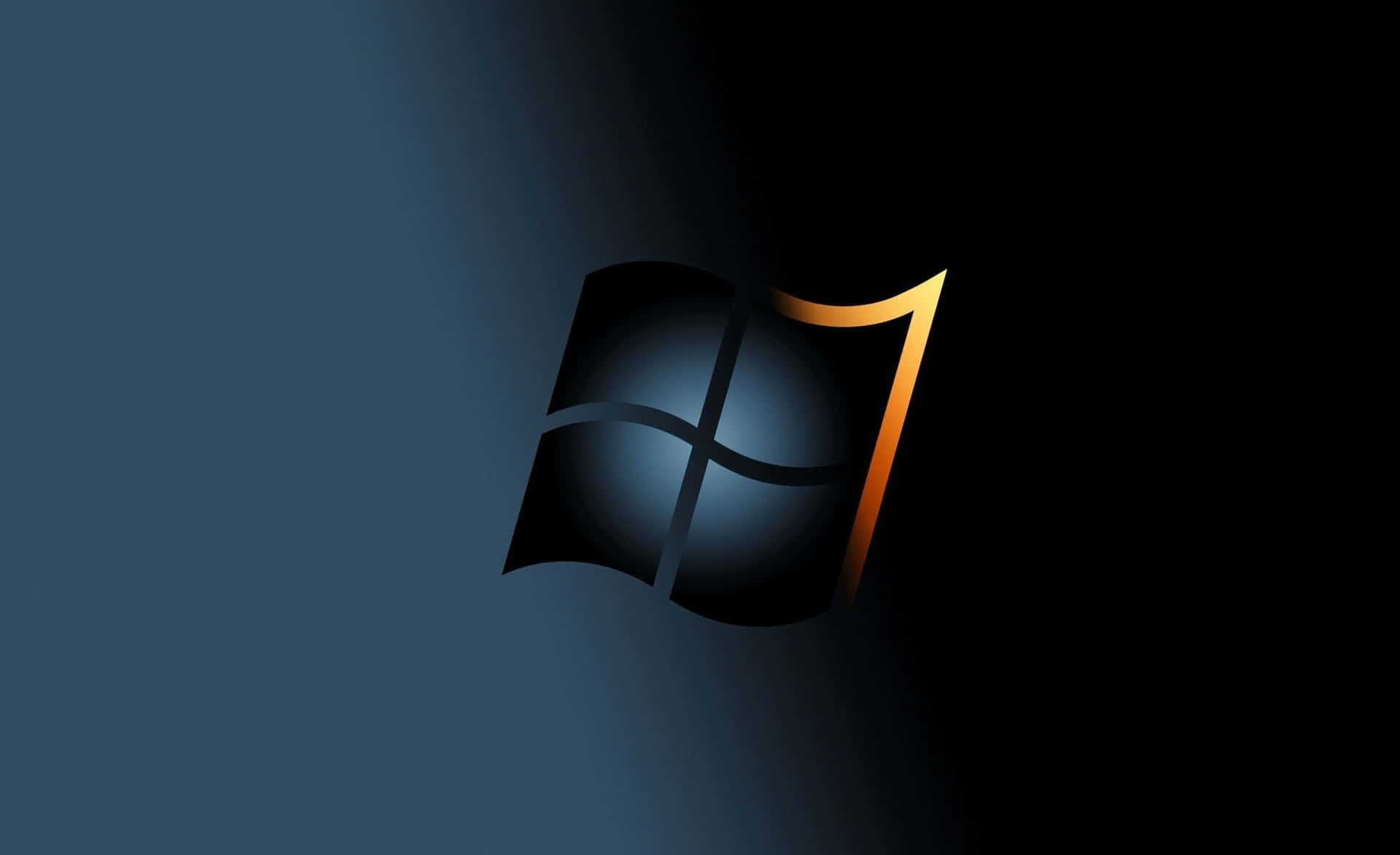 Windows 7 標誌在深藍色漸變背景上帶有金色高光。