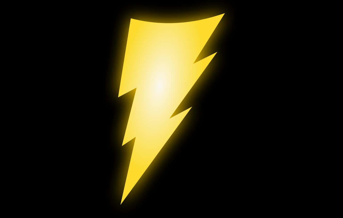 現代黑黃設計 壁紙 — 一道發光的黃色閃電在純黑色背景上散發出明亮的光芒。