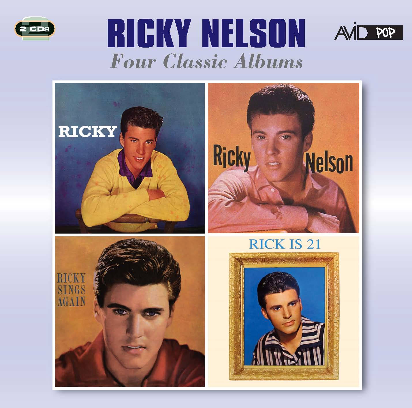 Ricky Nelson 的四張經典專輯封面以網格佈局排列。