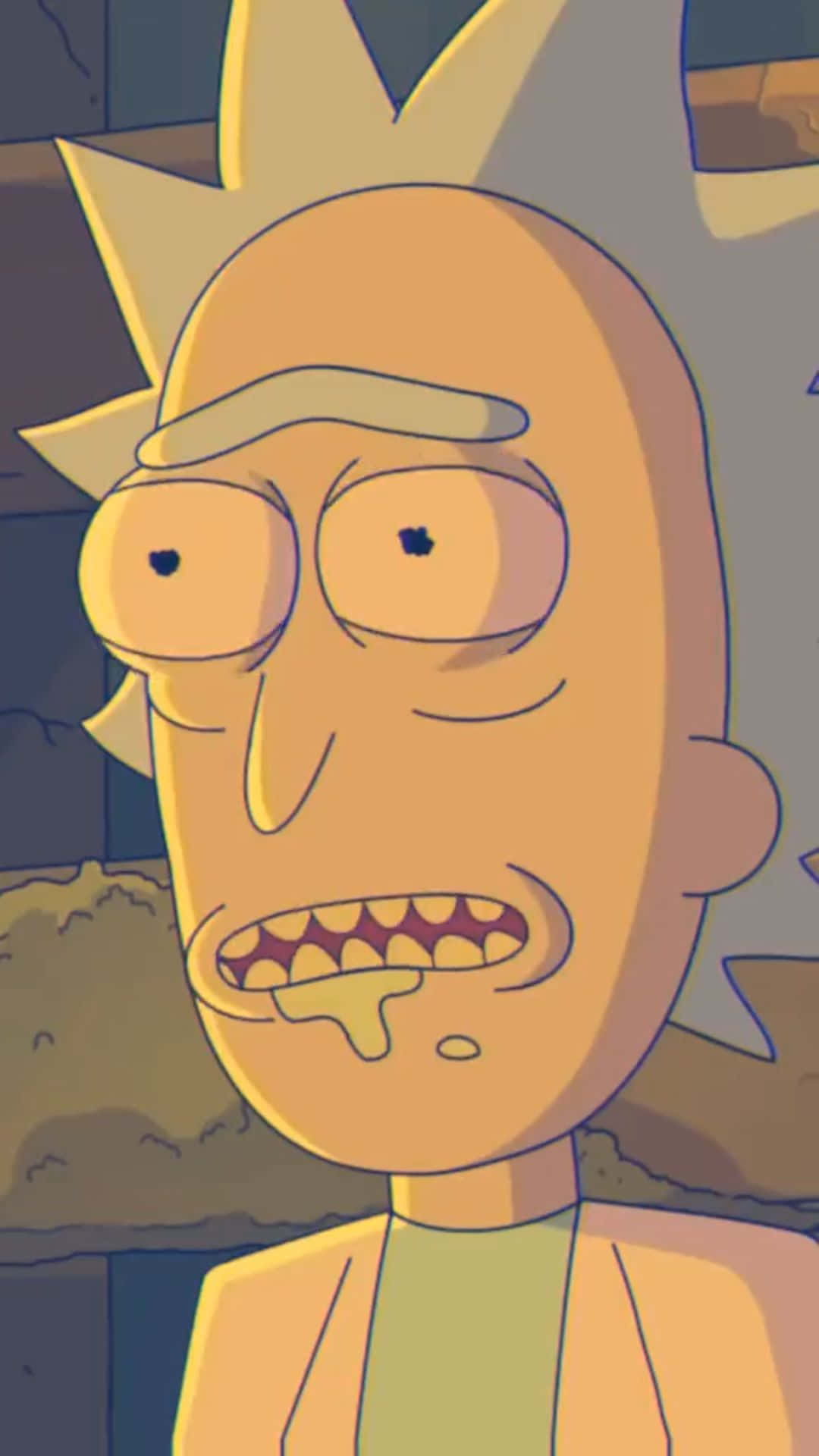 The Council Of Ricks 桌布 壁紙 — 《瑞克和莫蒂》中瑞克·桑切斯的特寫，表情震驚，口水從嘴裡滴落。