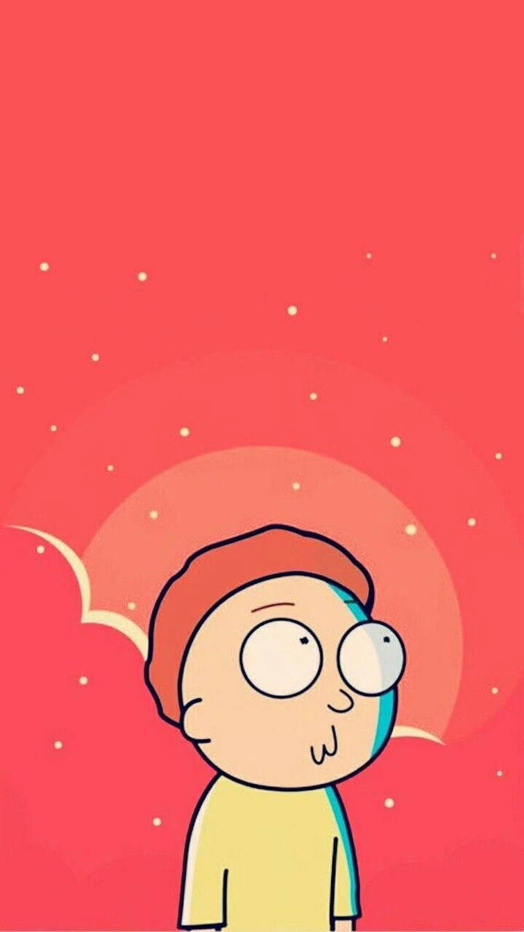 卡通角色睜大眼睛，背景為紅色星空和彎月。
