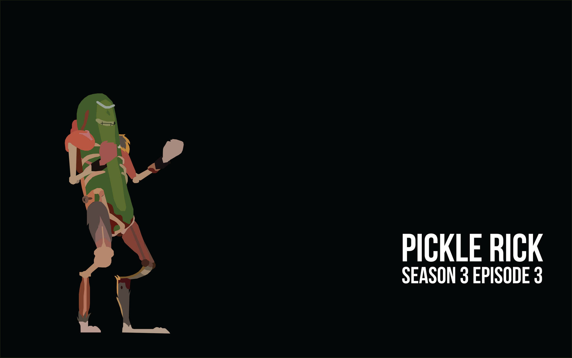 Pickle Rick 角色以戰鬥姿勢呈現，節目標題文字位於黑色背景上。
