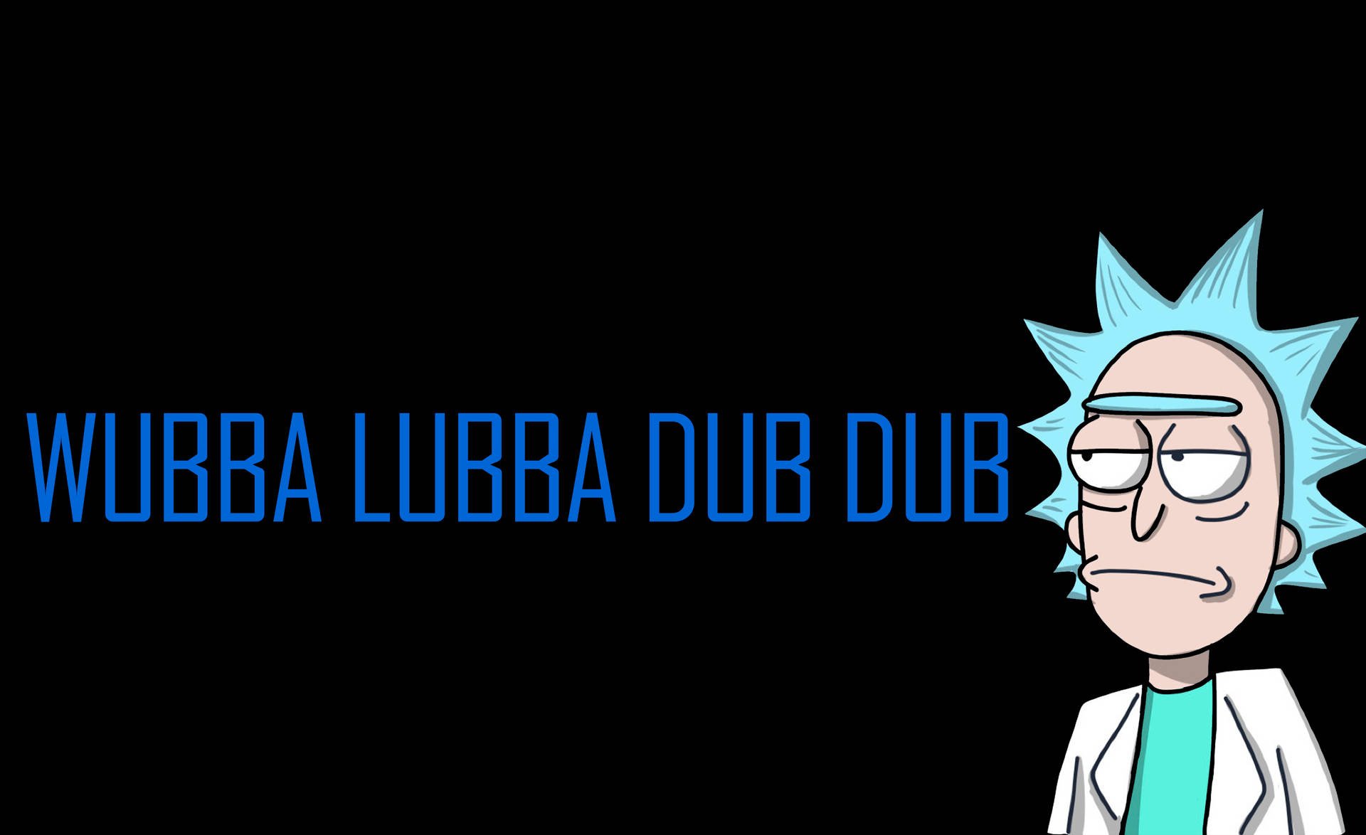 《瑞克和莫蒂》中的瑞克·桑切斯，露出得意表情，旁邊有「WUBBA LUBBA DUB DUB」文字。