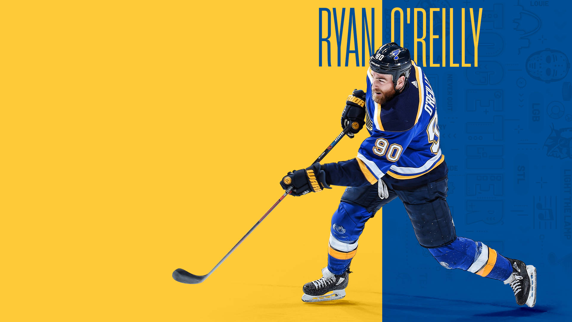 冰球運動員 Ryan O'Reilly 在冰上穿著隊服移動。