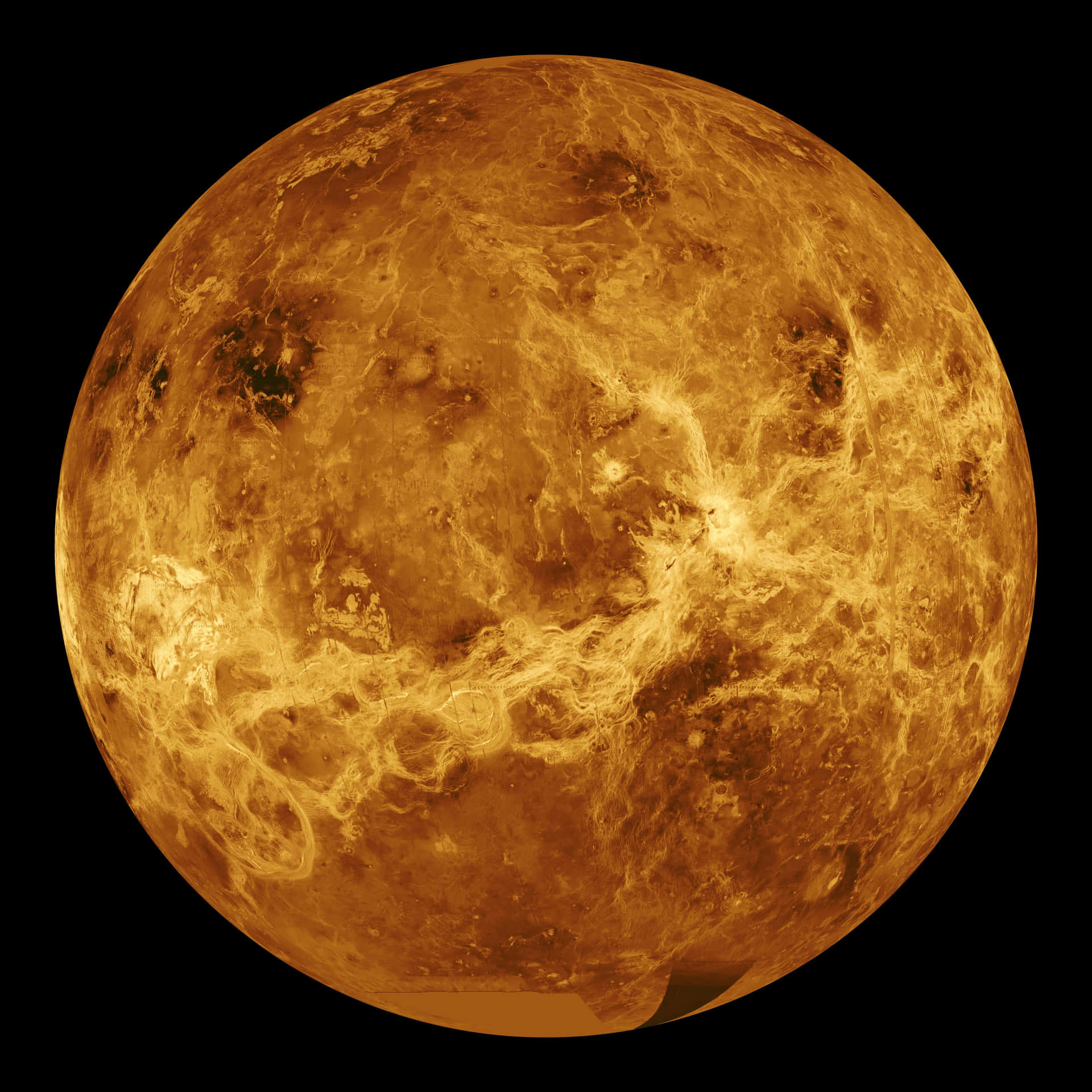 金星在太空中閃耀，帶有旋轉的雲層