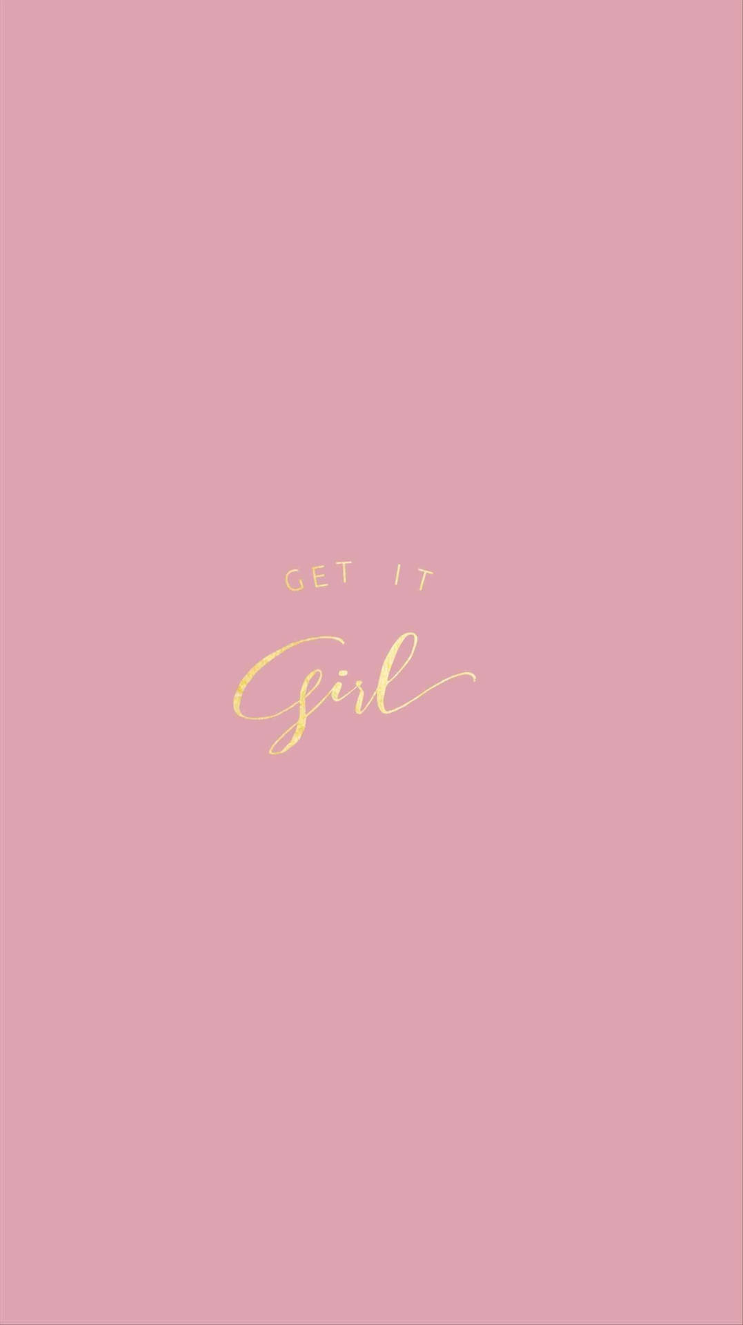 粉色背景，金色草書文字寫著「GET IT Girl」