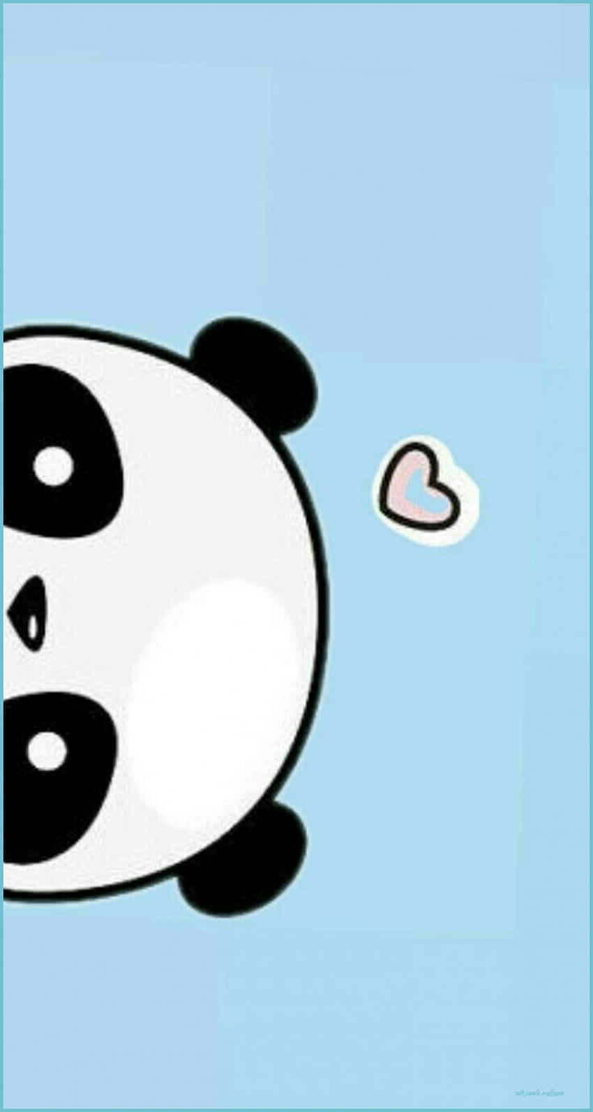 一隻卡通熊貓，旁邊漂浮著一個心形，背景為藍色。