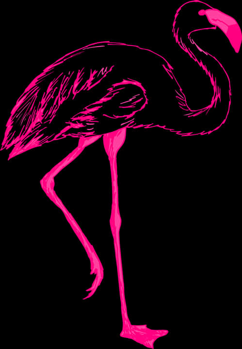 生動粉紅火烈鳥藝術圖 壁紙