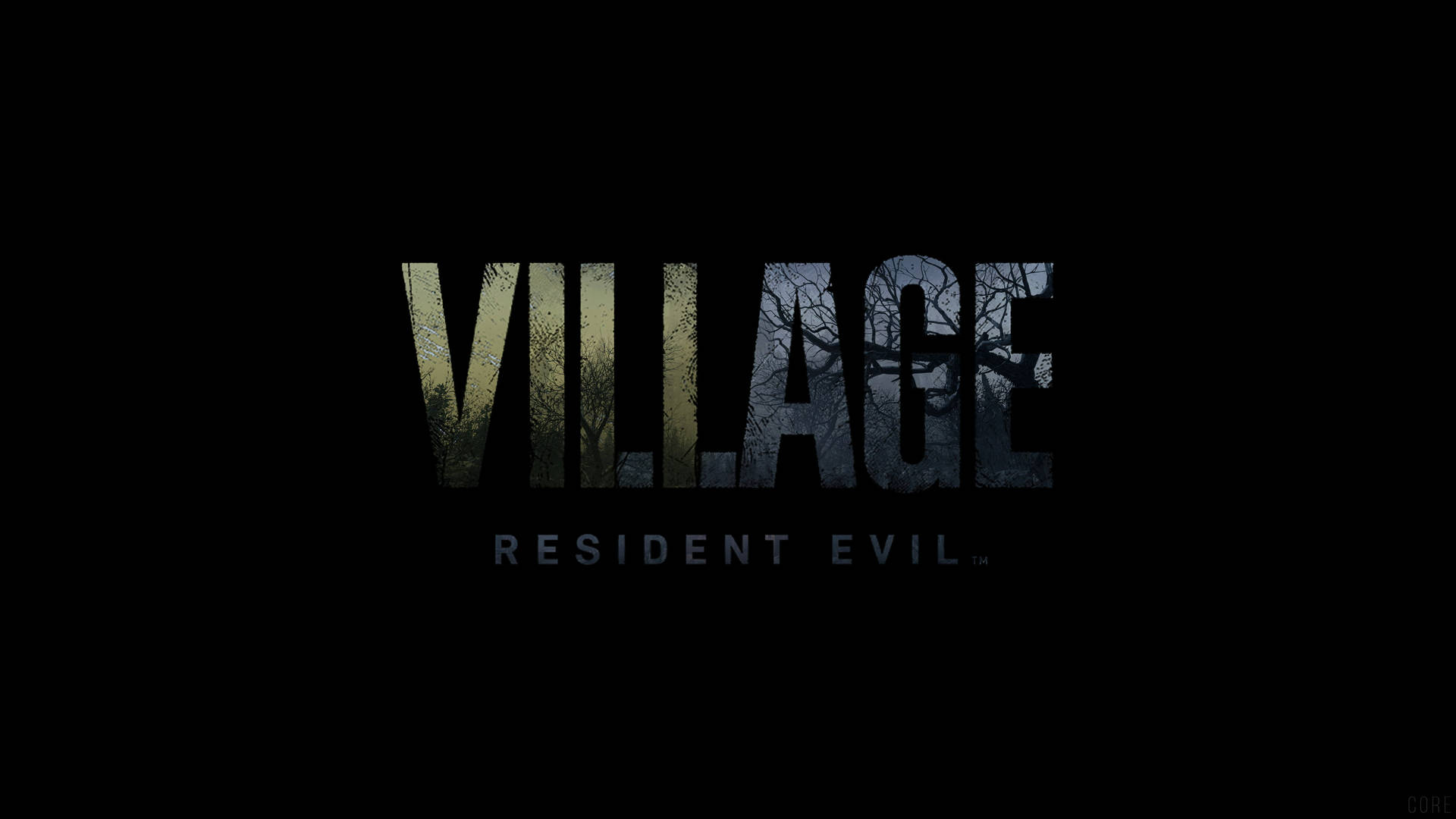 Resident Evil Village 標題標誌，字母內有森林剪影。