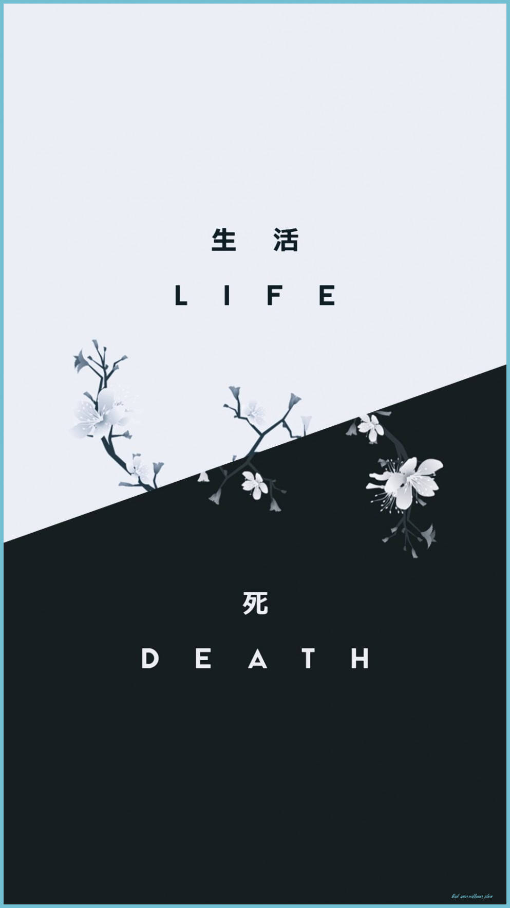 櫻花在極簡設計中分為生命與死亡文字。